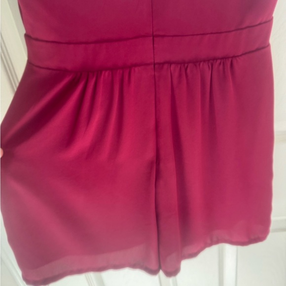 Express Cut Out short sleeve Romper Chiffon coquette sweet NWOT magenta bow - Picture 8 of 12